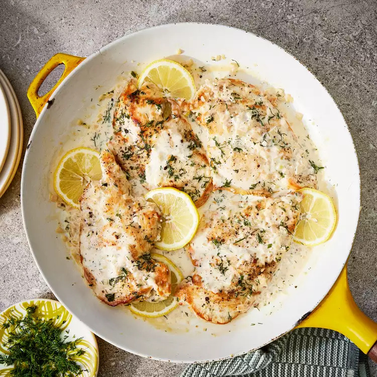 High Protein Creamy Lemon & Dill Skillet Chicken