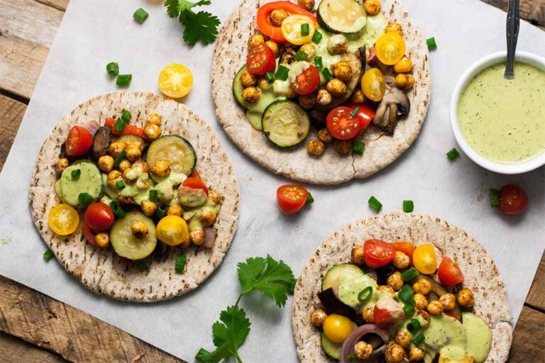 Vegan Pitas Loaded with Fresh Vegetables